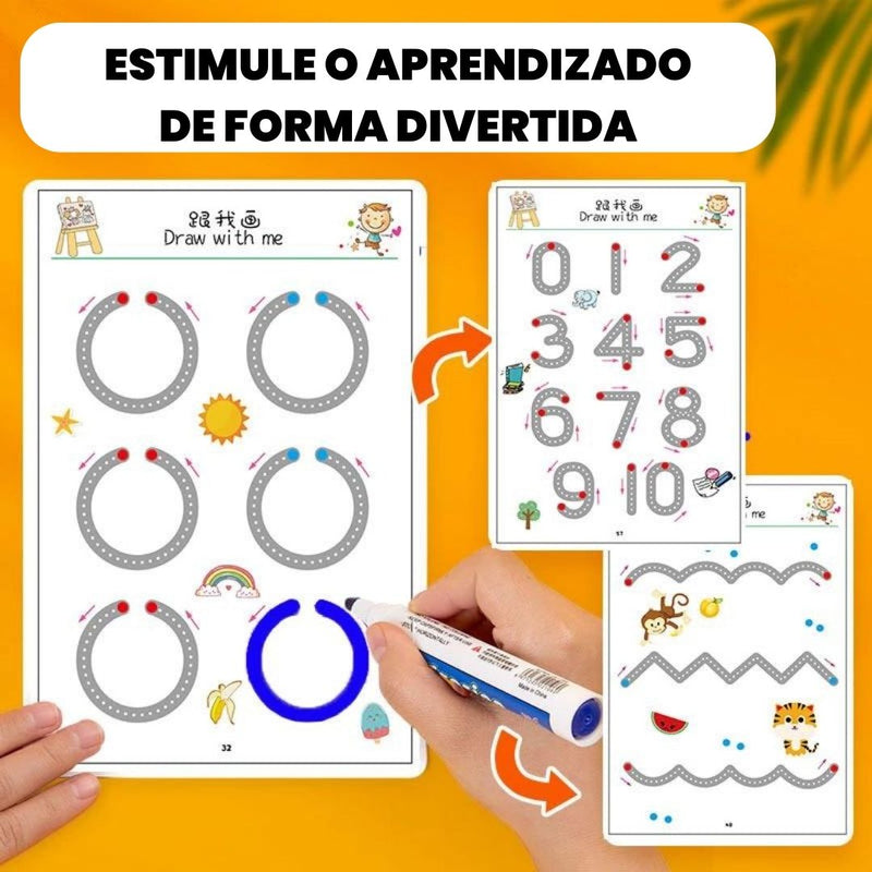 Caderno de Alfabetização e Aprendizagem Reutilizável MagicBook